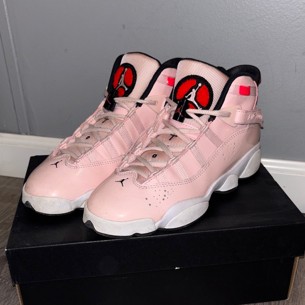 Jordan Women's Light Pink and Black Sneakers